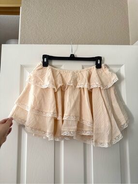 BNWT Zara Cream Lace Ruffled Fairy Hem Mini Skirt